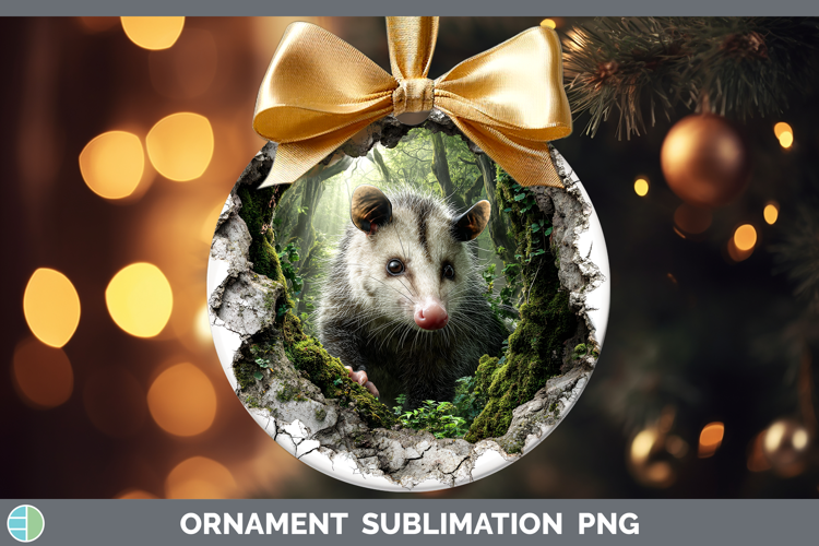 Opossum Woodland 3D Hole Ornament Sublimation Design