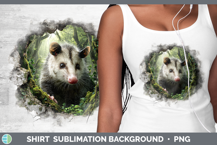 Opossum Woodland 3D Hole Shirt Sublimation Design