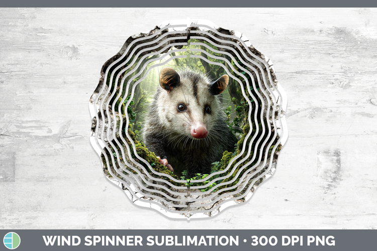 Opossum Woodland 3D Hole Wind Spinner Sublimation Design