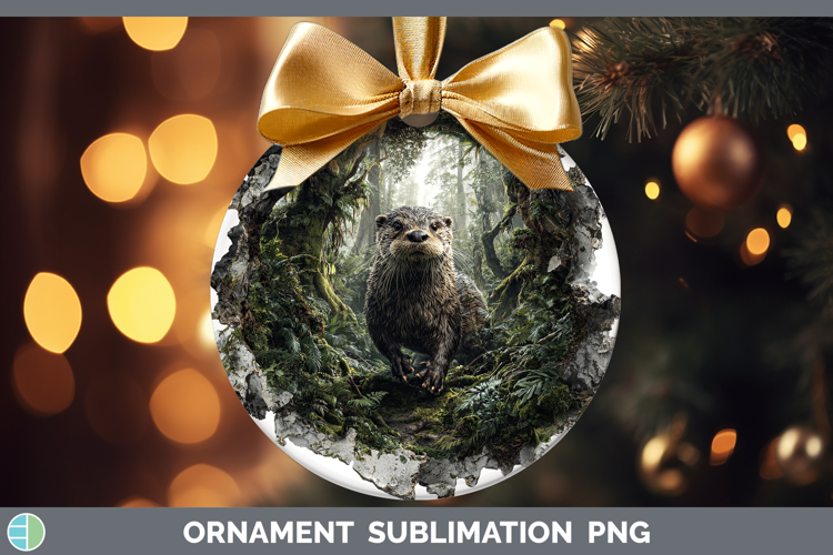 Otter Woodland 3D Hole Ornament Sublimation Design