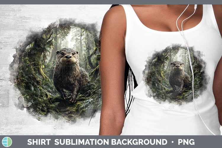Otter Woodland 3D Hole Shirt Sublimation Design