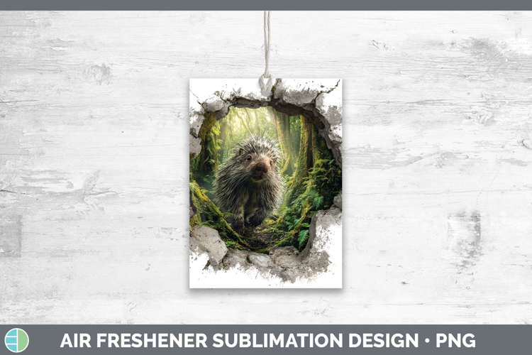 Porcupine Woodland 3D Hole Air Freshener Sublimation Design