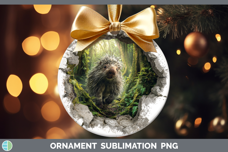 Porcupine Woodland 3D Hole Ornament Sublimation Design