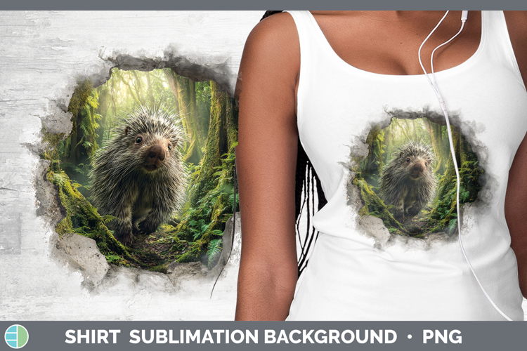 Porcupine Woodland 3D Hole Shirt Sublimation Design