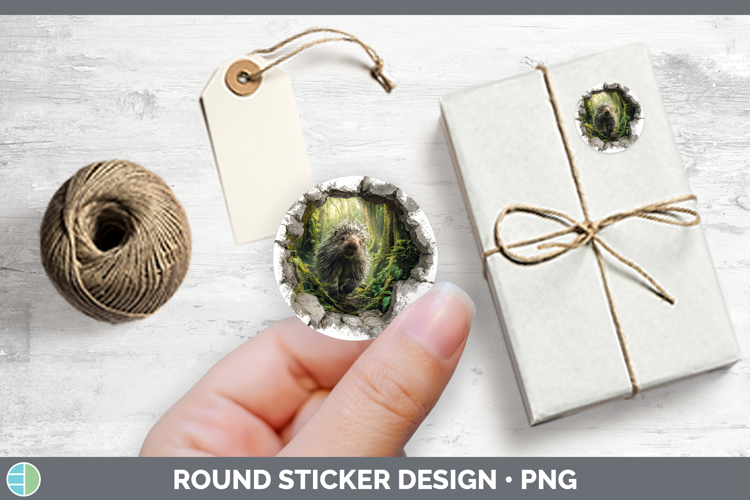 Porcupine Woodland 3D Hole Stickers Design