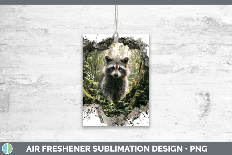 Raccoon Woodland 3D Hole Air Freshener Sublimation Design