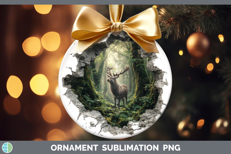Reindeer Woodland 3D Hole Ornament Sublimation Design