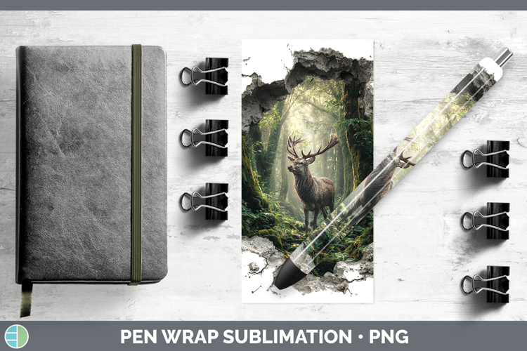 Reindeer Woodland 3D Hole Pen Wrap Sublimation Design