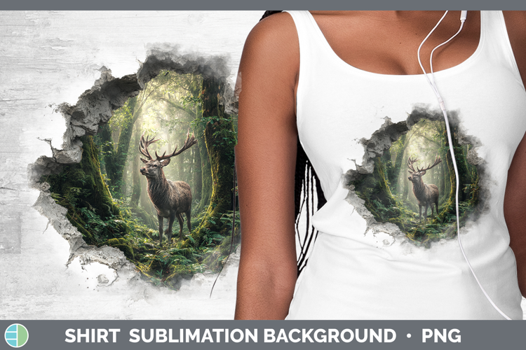 Reindeer Woodland 3D Hole Shirt Sublimation Design