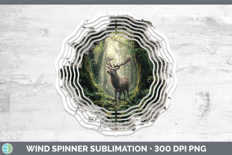 Reindeer Woodland 3D Hole Wind Spinner Sublimation Design