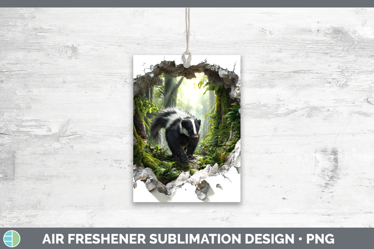 Skunk Woodland 3D Hole Air Freshener Sublimation Design