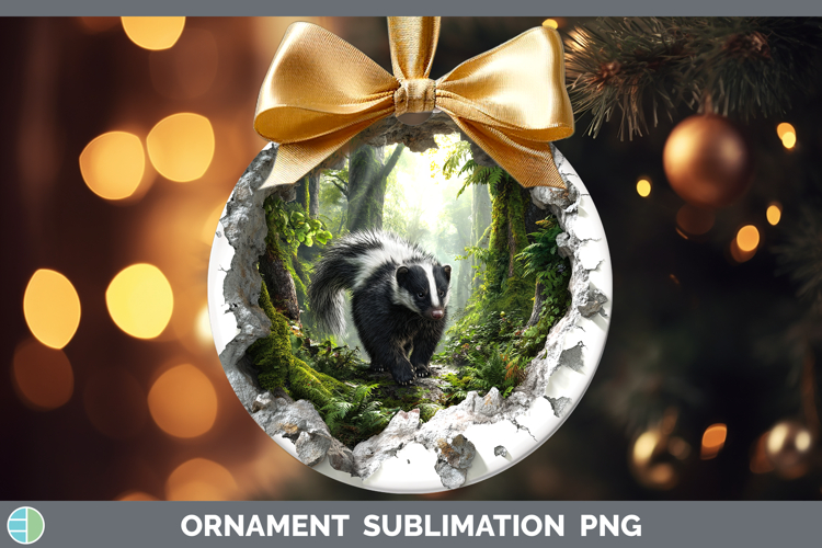 Skunk Woodland 3D Hole Ornament Sublimation Design