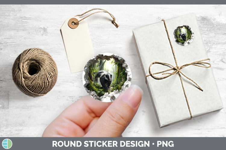 Skunk Woodland 3D Hole Stickers Design