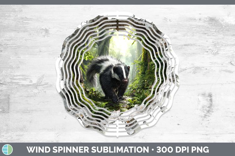 Skunk Woodland 3D Hole Wind Spinner Sublimation Design