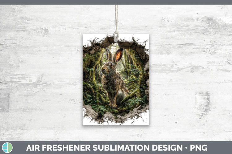 Snowshoe Hare Woodland 3D Hole Air Freshener Sublimation Des