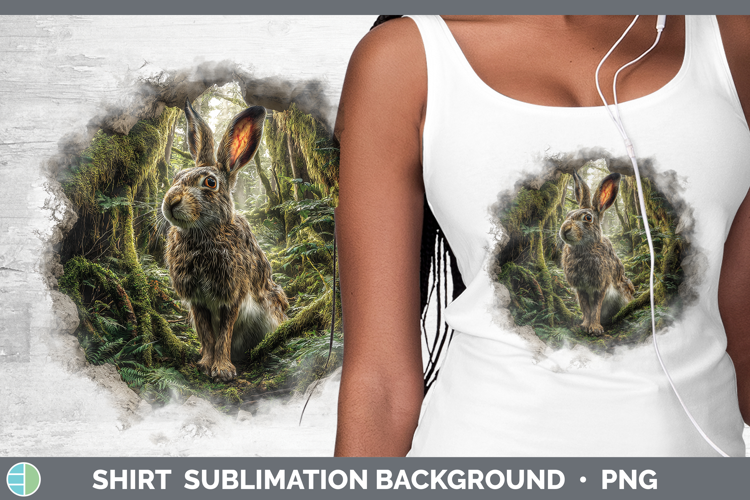 Snowshoe Hare Woodland 3D Hole Shirt Sublimation Design
