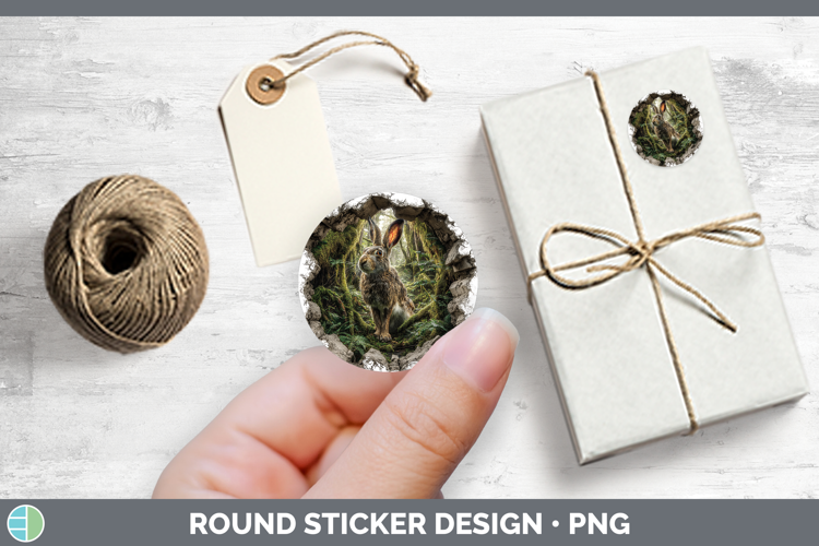 Snowshoe Hare Woodland 3D Hole Stickers Design