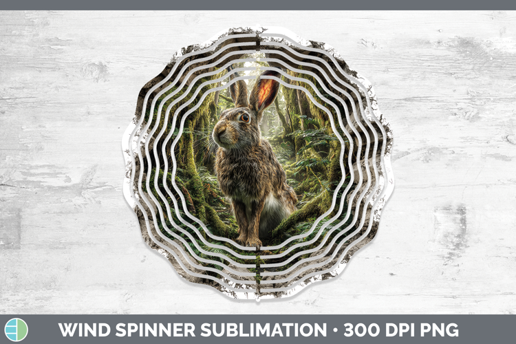 Snowshoe Hare Woodland 3D Hole Wind Spinner Sublimation Desi