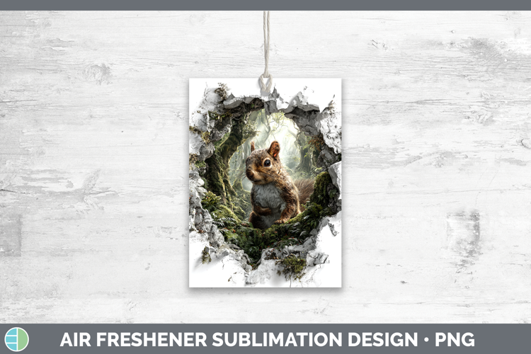 Squirrel Woodland 3D Hole Air Freshener Sublimation Design