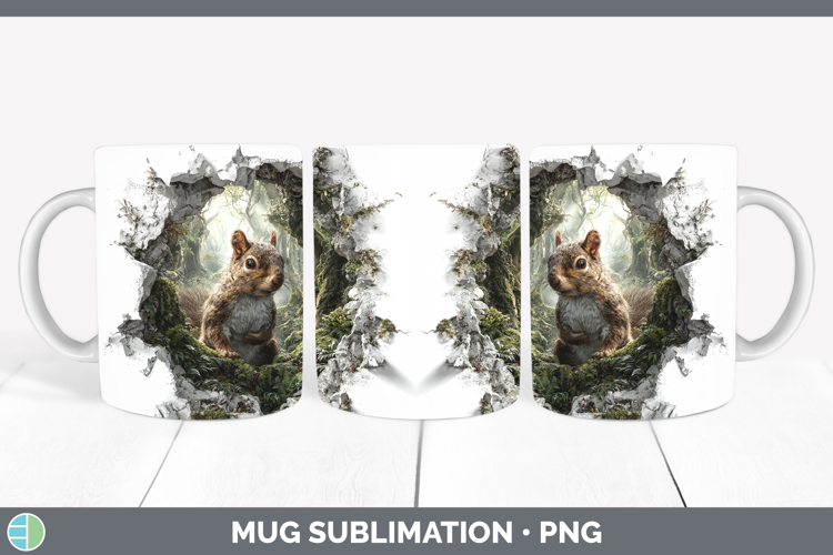 Squirrel Woodland 3D Hole Mug Wrap Sublimation Design