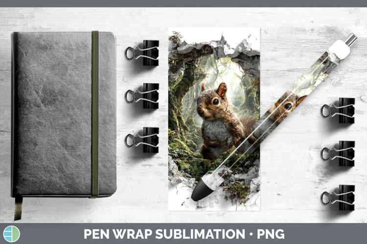 Squirrel Woodland 3D Hole Pen Wrap Sublimation Design