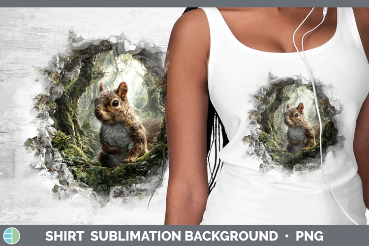 Squirrel Woodland 3D Hole Shirt Sublimation Design