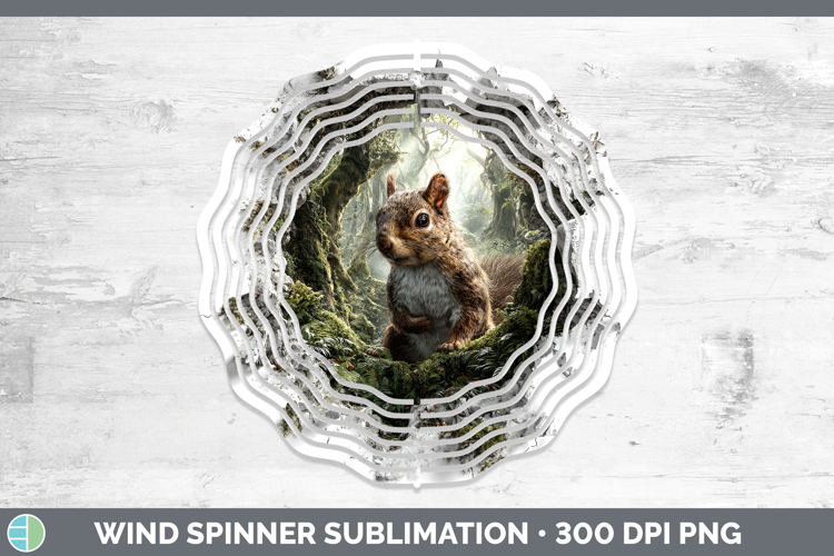 Squirrel Woodland 3D Hole Wind Spinner Sublimation Design