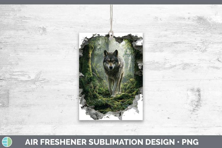 Wolf Woodland 3D Hole Air Freshener Sublimation Design