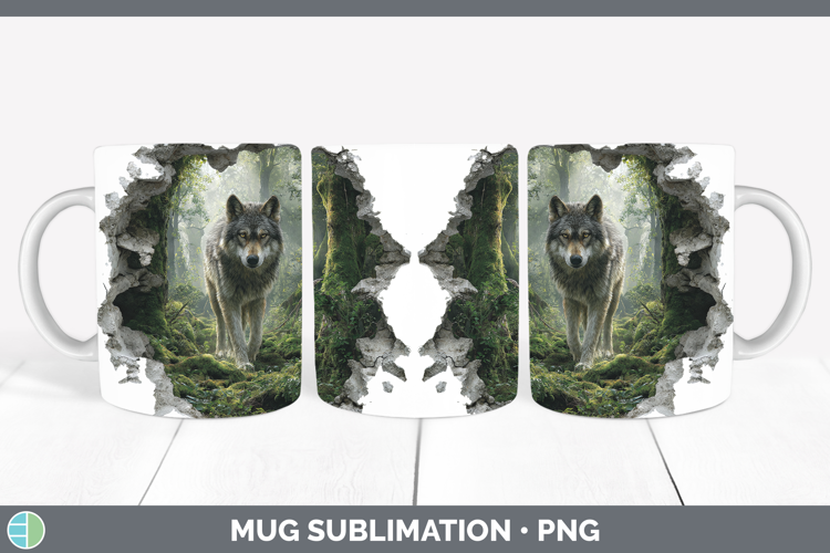 Wolf Woodland 3D Hole Mug Wrap Sublimation Design