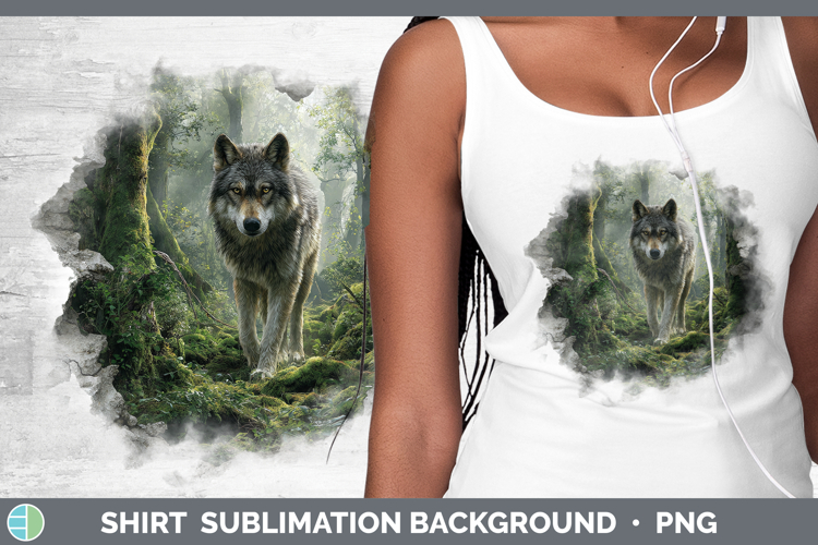 Wolf Woodland 3D Hole Shirt Sublimation Design