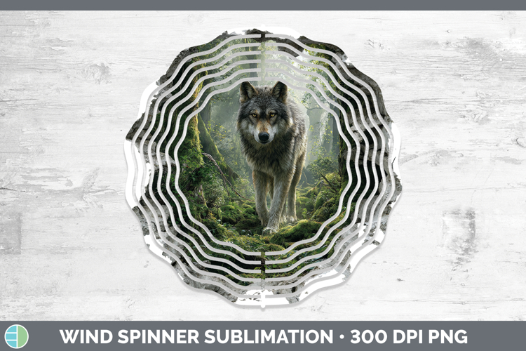 Wolf Woodland 3D Hole Wind Spinner Sublimation Design