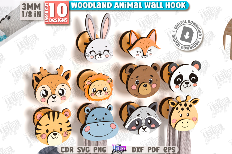 Woodland Wall Hooks Laser Cut Bundle | Childrens Room Decor