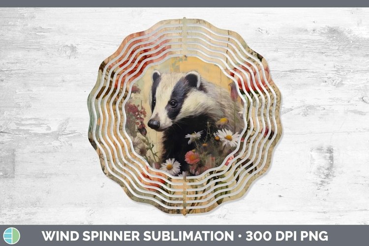 Woodland Animals Badger Wind Spinner Sublimation Spinner Des