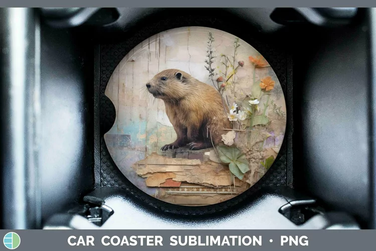 Woodland Animals Beaver Car Coaster Sublimation Coaster Desi