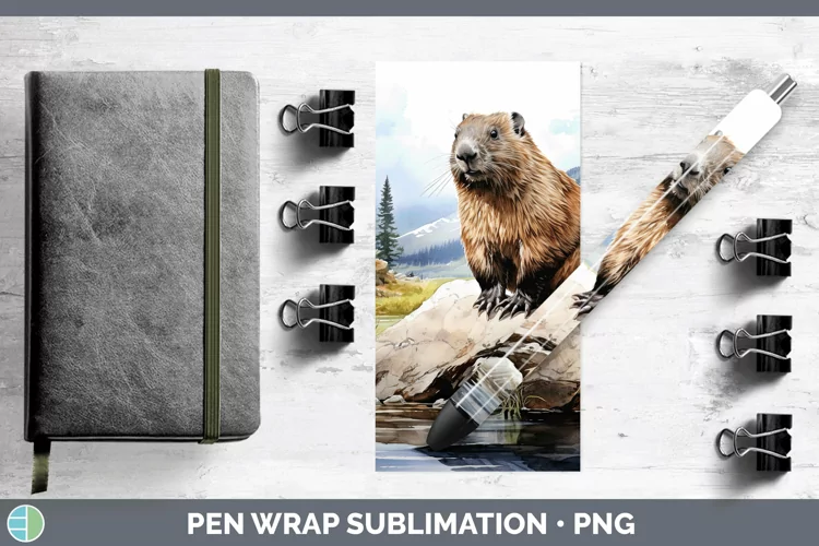 Woodland Animals Beaver Pen Wrap Sublimation Pen Designs