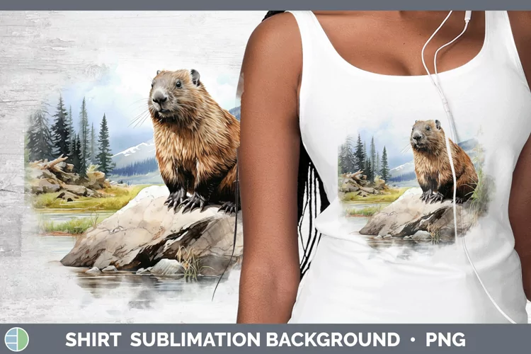 Woodland Animals Beaver Shirt Sublimation Sublimation Backgr