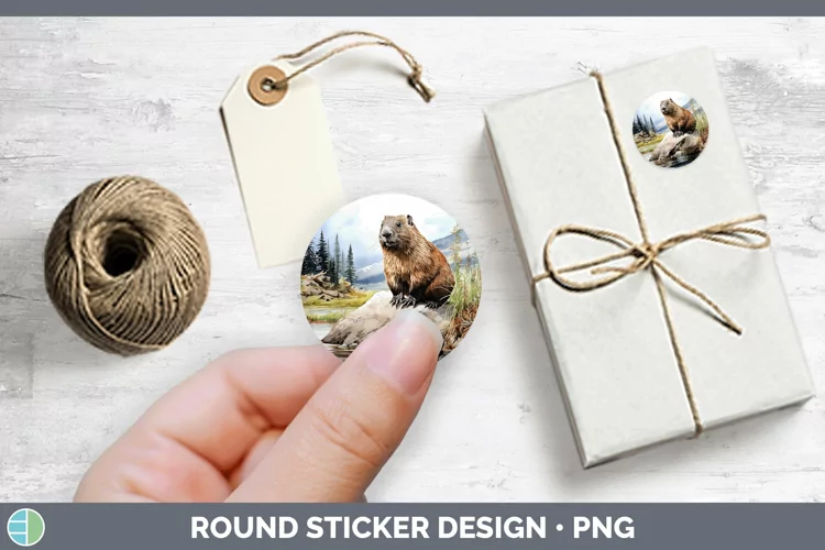 Woodland Animals Beaver Stickers | Round Labels Designs