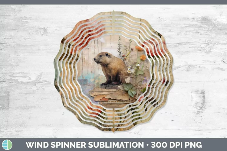 Woodland Animals Beaver Wind Spinner Sublimation Spinner Des