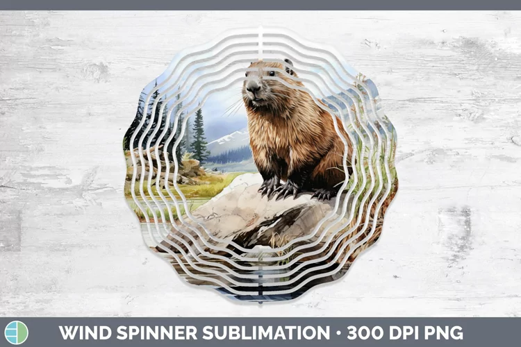 Woodland Animals Beaver Wind Spinner Sublimation Spinner Des