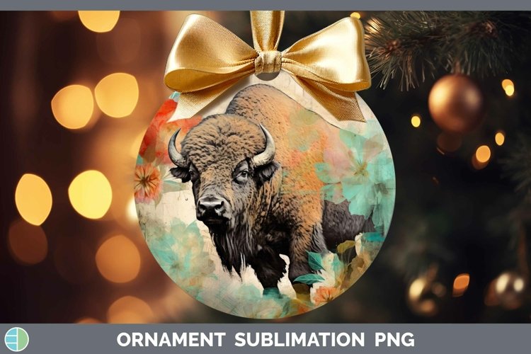 Woodland Animals Bison Ornament Sublimation Bauble Designs