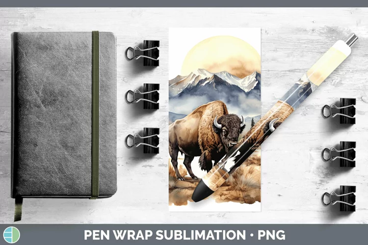 Woodland Animals Bison Pen Wrap Sublimation Pen Designs