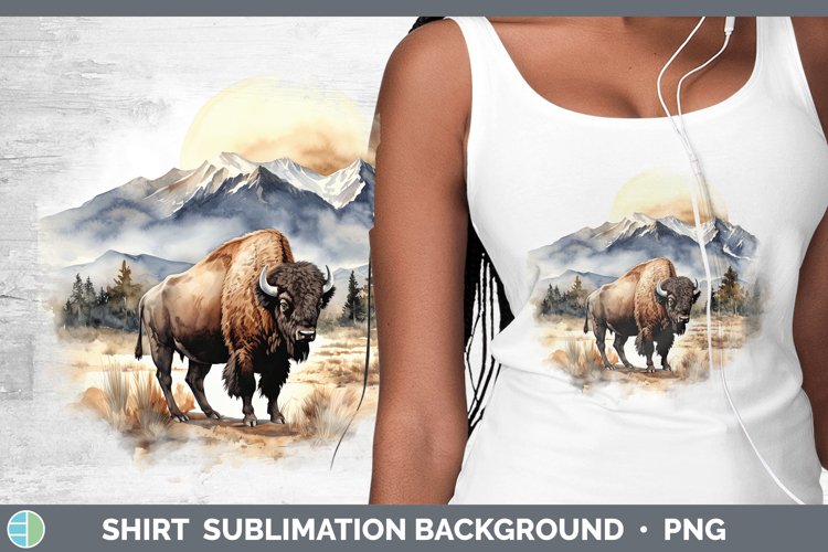 Woodland Animals Bison Shirt Sublimation Sublimation Backgro