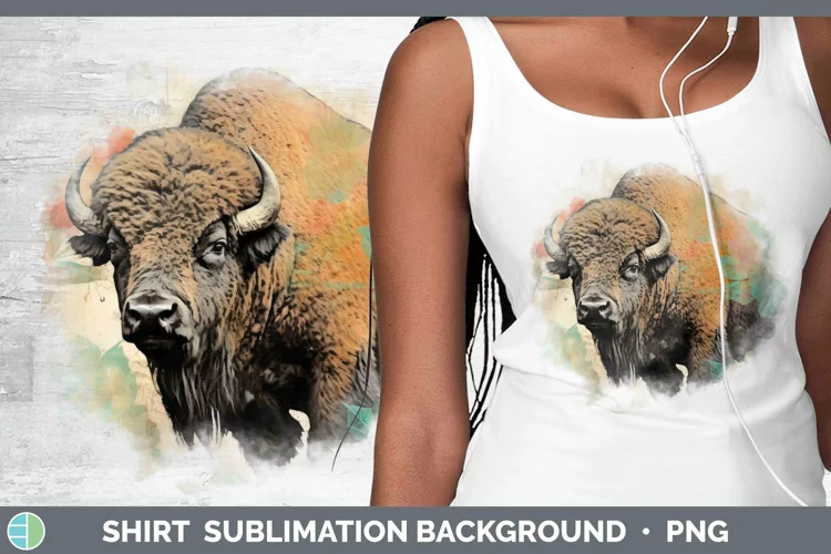 Woodland Animals Bison Shirt Sublimation Sublimation Backgro