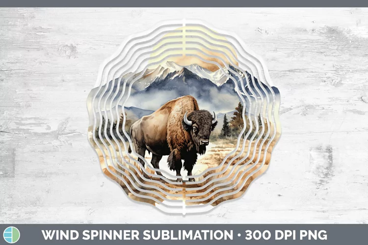 Woodland Animals Bison Wind Spinner Sublimation Spinner Desi