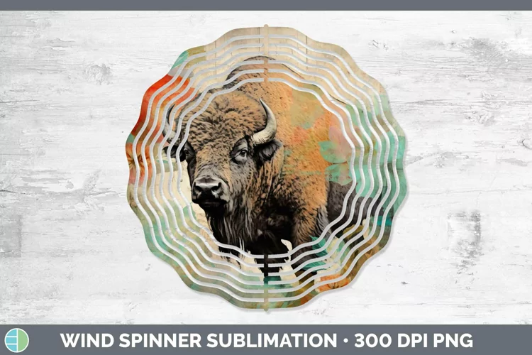 Woodland Animals Bison Wind Spinner Sublimation Spinner Desi