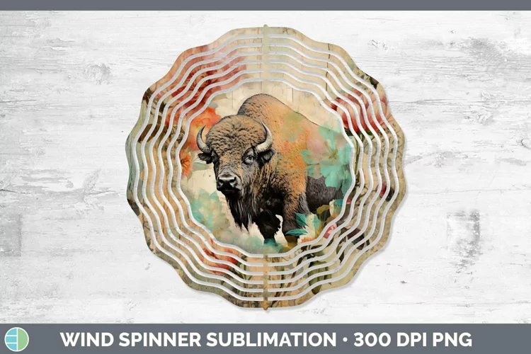 Woodland Animals Bison Wind Spinner Sublimation Spinner Desi