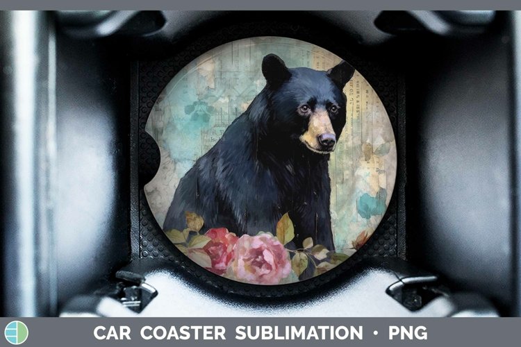 Woodland Animals Black Bear Car Coaster Sublimation Coaster