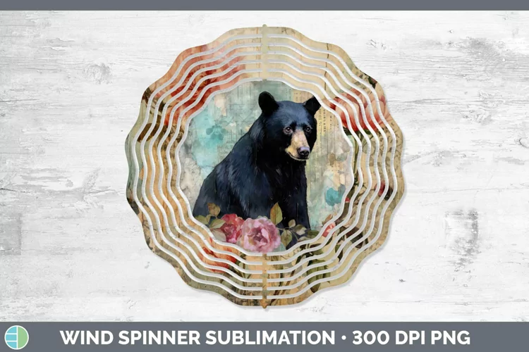 Woodland Animals Black Bear Wind Spinner Sublimation Spinner