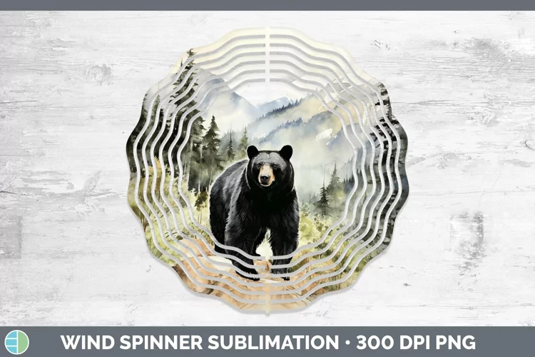 Woodland Animals Black Bear Wind Spinner Sublimation Spinner