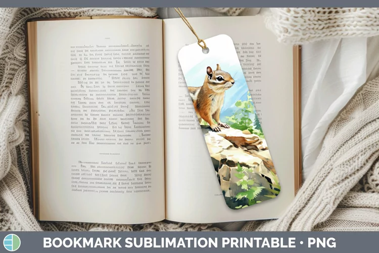 Woodland Animals Chipmunk Bookmark Sublimation Printable Des